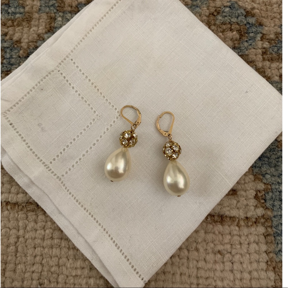 Faux Pearl/Crystal Drop Earrings